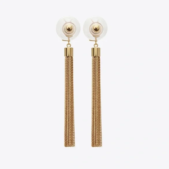 Saint LaurentYSL LouLou Chain Tassel Earrings — Gold Tone